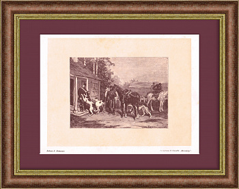 Сборы на охоту. Ксилография с картины П. Соколова