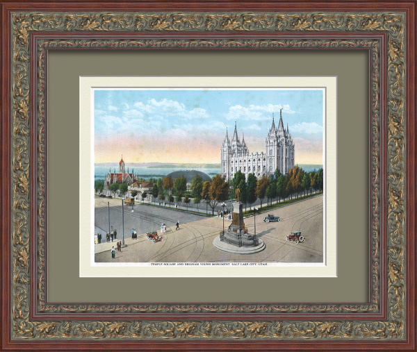 Центр Солт-Лейк-Сити, штат Юта. Антикварная, тиражная графика