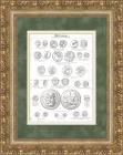 Монеты Древнего Мира: Греция, Рим, Израиль, Персия, старинная литография в раме, 1903 г.
