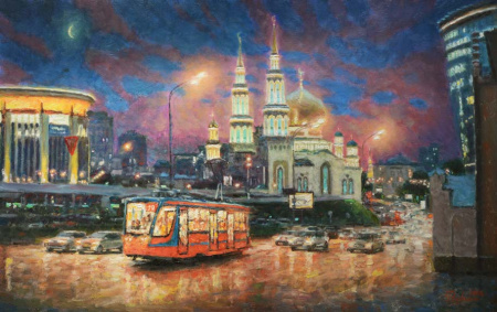 Вечерний свет Москвы. Улица Дурова. Картина И. Разживина