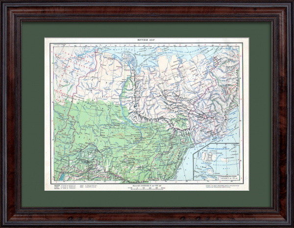 Якутская АССР. Старинная карта Якутская АССР. Старинная карта