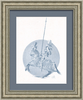 Средневековый рыцарь в «максимилиановском» доспехе. Старинная гравюра 19 века