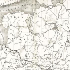 Западная часть России, Прибалтика, Пруссия и Польша, старинная карта, сер. 19 в.