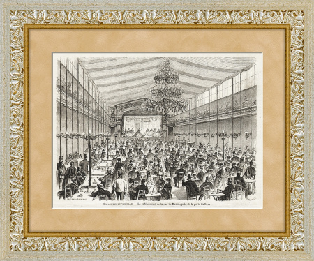 Концерт в кафе на Русской улице Всемирной выставки (Париж, 1867). Антикварная литография