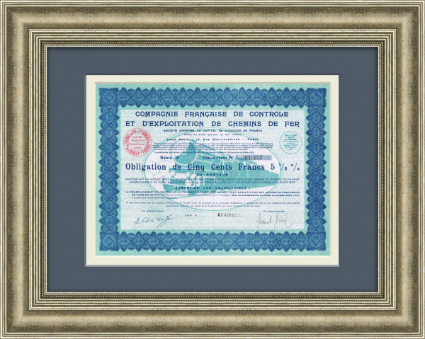 Эксплуатация железных дорог, французская акция в 500 франков
