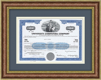 Программное обеспечение. Облигация компании University Coputing Company Бонд на 5000$, 1970 год