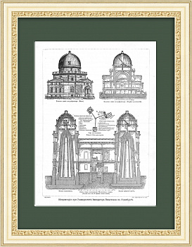 Обсерватория в Страсбурге, подробный план. Антикварная гравюра Обсерватория в Страсбурге, подробный план. Антикварная гравюра