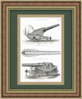 Артиллерия Великобритании конца 19 века. Редкая антикварная гравюра с ручной раскраской