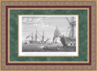 Сопровождение Наполеона Бонапарта на остров Святой Елены. Старинная гравюра