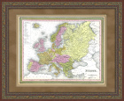 Россия и Европа, антикварная карта, середина 19 века