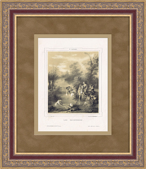 Купальщицы. Литография с картины художника Н. Ланкре