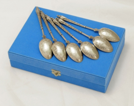 французские ложки арнуво, серебро и позолота, антиквариат