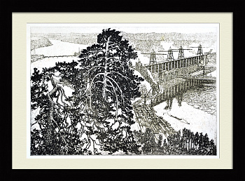 Усть-Ильимская ГЭС, Сибирь. Редкая, авторская гравюра Усть-Ильимская ГЭС, Сибирь. Редкая, авторская гравюра