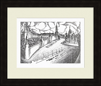 Красная площадь. Старинная линогравюра