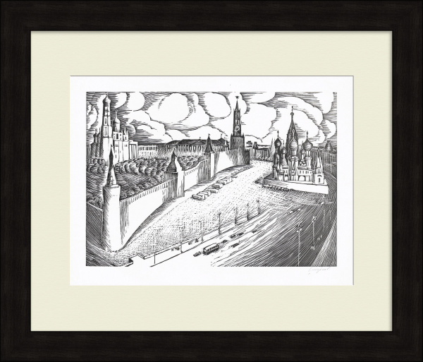 Красная площадь. Старинная линогравюра