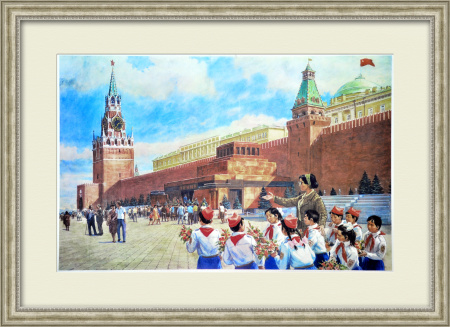 Пионеры на Красной площади в Москве. Большой плакат СССР