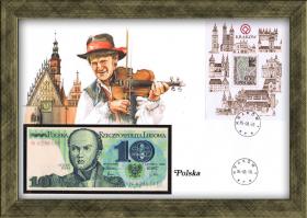 Польша: купюра, конверт, марки со спец. гашением. Коллекционный выпуск