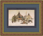 Народы севера - самоеды. Антикварная литография, 19 век
