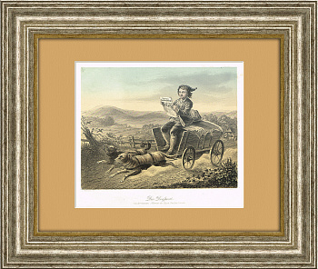 Деревенский почтальон. Гравюра на стали, 1840 г.