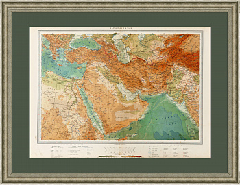 Западная Азия. Старинная карта с путями сообщения