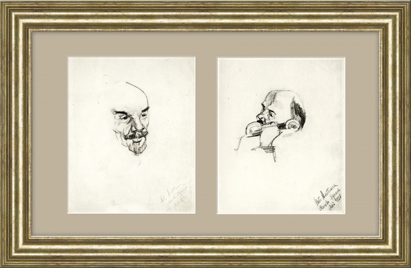 Портреты Ленина, зарисовки с натуры. Цинкография, 1928 г.