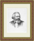 Карл Маркс, большой авторский офорт в раме