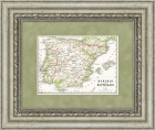 Испания и Португалия. Литографированная карта, 1880-е гг.