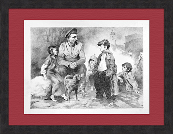 Феликс Дзержинский и беспризорники. Советская автолитография