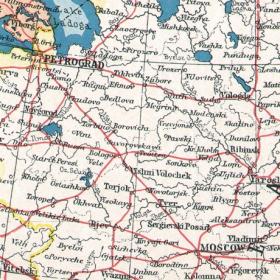 Старинная карта Европейской России на 2-х листах, 1920 г.