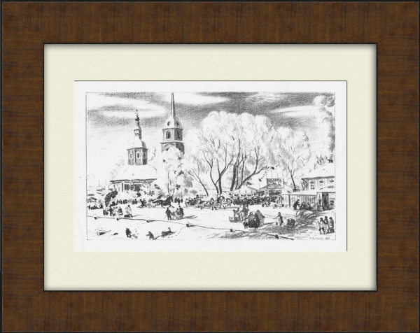 Масленица. Автолитография Б.М. Кустодиева, 1921 год, раритет! Масленица. Автолитография Б.М. Кустодиева, 1921 год, раритет!