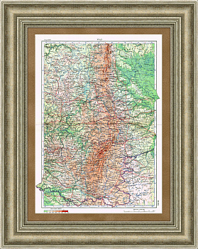 Урал, старинная карта в раме, 1955 г.