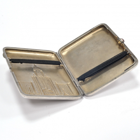 мгу, старинный портсигар. серебро 875 пробы