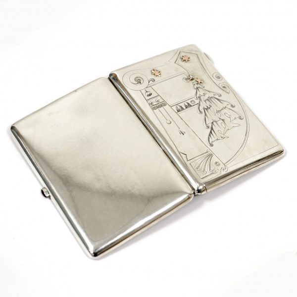 Уникальный портсигар "Новогодний". Серебро, Российская империя Политику, чиновнику, дипломату уникальный портсигар "новогодний". серебро, российская империя