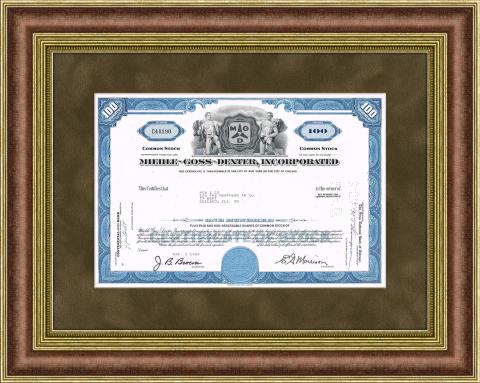 Станкостроение, сертификат на акции Miehle-Goss-Dexter, incorporated