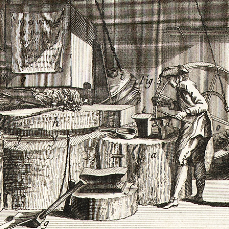 производство гвоздей. гравюры на меди, бумага ручной выделки, 1770-е гг.
