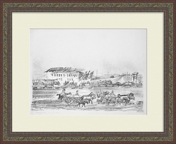 Эшелоны в Сибирь. Авторская литография 1945 года