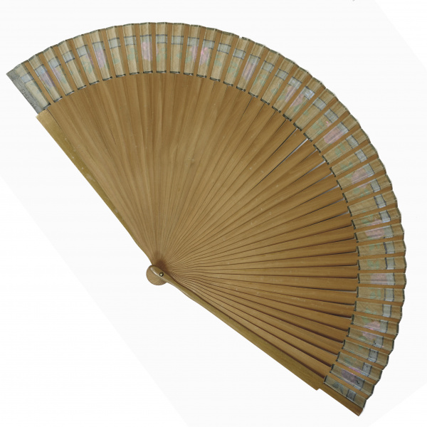 веер "испанская улочка", роспись по шелку, ручная авторская работа. большой короб-витрина