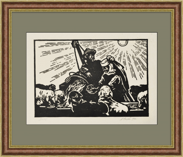 Овцеводство в СССР. Авторская, старинная гравюра Овцеводство в СССР. Авторская, старинная гравюра