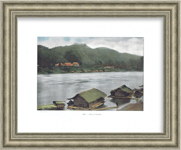 Хижины на Красной реке в Тонкине, Вьетнам. Старинная фототипия Хижины на Красной реке в Тонкине, Вьетнам. Старинная фототипия