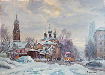 Зимний вид на Преображенский  вал. Авторская живопись