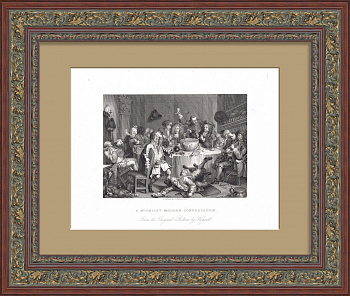 Веселая беседа ученых мужей. Гравюра с картины Хогарта