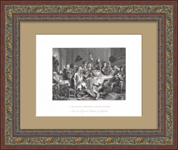 Веселая беседа ученых мужей. Гравюра с картины Хогарта