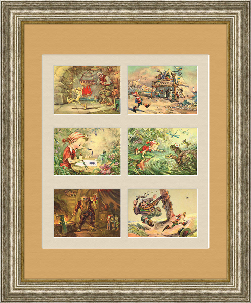 Иллюстрации В. Владимирского к сказке "Золотой ключик", панно в раме, 1957 г.