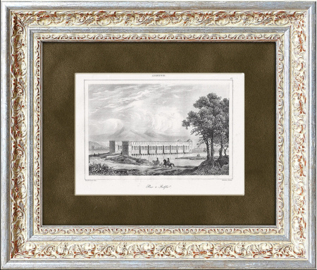 Мост в Джульфе (Армения), панорамный вид. Старинная гравюра, 1838 г.