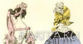 Антикварная гравюра "Утренние и вечерние платья. Мода 1836 I"