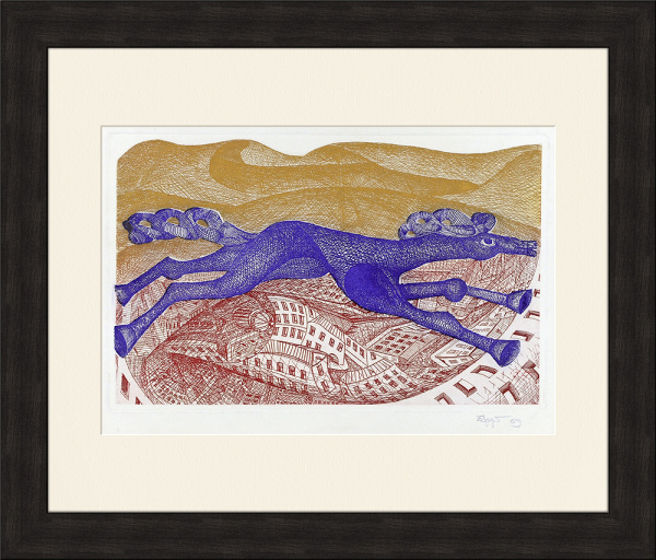 Синий конь. Авторский офорт