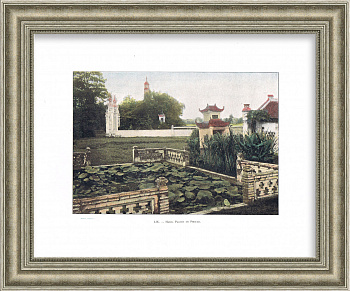 Пагода храма в Ханое, Вьетнам. Старинная фототипия