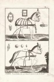 Лошади в каретной упряжи, гравюра из серии "Ремесла" Дидро, 1770 г.