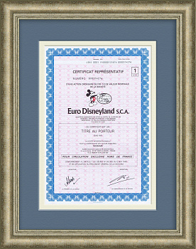 Акция Диснейленд Euro Disney в 5 франков, 1983 год. Редкость!