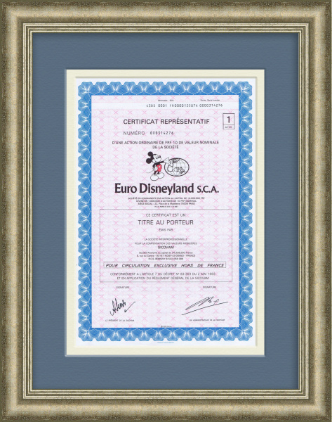 Акция Диснейленд Euro Disney в 5 франков, 1983 год. Редкость!